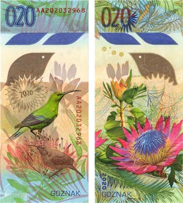 Лот №85,  РФ. Тестовая бона 2020 года. Африка - Колибри, ГОЗНАК.