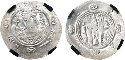 Лот №127,  Аббасидский Халифат. Царь Джарир. 1/2 дирхама 786-788 гг. В слабе RNGA MS 63.