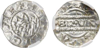 Лот №172,  Нидерланды. Маркграфство Фрисландия. Маркграф Бруно II. Денарий 1039-1057 гг. В слабе CPRC MS 61.