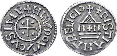 Лот №180,  Франция. Каролингская империя. Король Людовик I Благочестивый. Денье 814-840 гг.