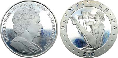 Лот №238,  Британские Виргинские острова. 10 долларов 2008 года. Олимпийские игры в Пекине.