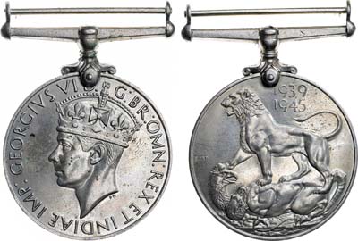 Лот №248,  Великобритания. Король Георг VI. Медаль войны 1939-1945 гг.