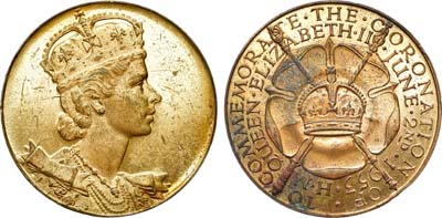 Лот №249,  Великобритания. Королева Елизавета II. Жетон 1953 года. Коронация Елизаветы II.