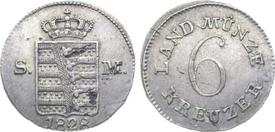 Лот №274,  Германия. Герцогство Саксен-Мейнинген. Герцог Бернгард II. 6 крейцеров 1828 года (SM).
