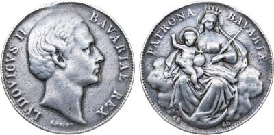 Лот №286,  Германия. Королевство Бавария. Король Людвиг II. Талер 1866 года.