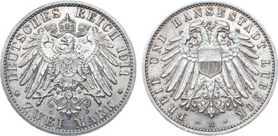 Лот №298,  Германия. Империя. Любек. 2 марки 1911 года.