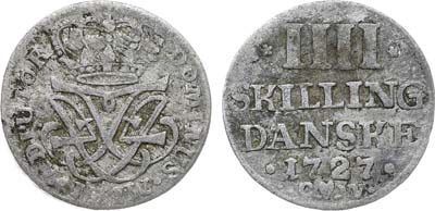 Лот №325,  Дания. Королевство. Король Фредерик IV. 4 скиллинга 1727 года.