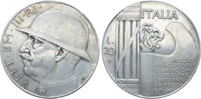 Лот №342,  Италия. Королевство. Король Виктор Эммануил III. 20 лир 1928 года.