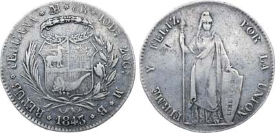 Лот №378,  Республика Перу. 8 реалов 1843 года.