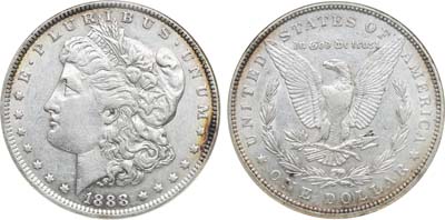 Лот №433,  США. 1 доллар 1888 года. В слабе ANACS AU 50.