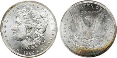 Лот №434,  США. 1 доллар 1884 года. В слабе PCGS MS 64.
