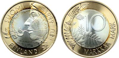 Лот №456,  Финляндия. Республика. 10 марок 1999 года. Финское председательство в ЕС.