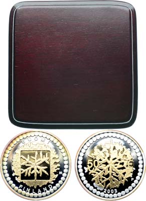 Лот №458,  Финляндия. 50 евро 2003 года. Финское искусство и дизайн. Снежинка.