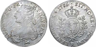 Лот №472,  Франция. Королевство. Король Людовик XVI. Экю 1786 года (R).