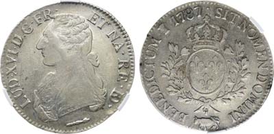 Лот №473,  Франция. Королевство. Король Людовик XVI. Экю 1787 года. В слабе CPRC AU 50.