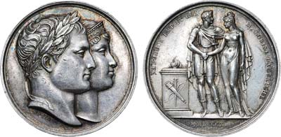 Лот №478,  Франция. Первая империя. Император Наполеон I. Медаль 1810 года. В память свадьбы Наполеона I и Марии-Луизы Австрийской, 1 апреля 1810 года.