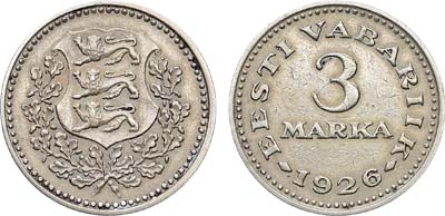 Лот №514,  Эстония. 3 марки 1926 года.