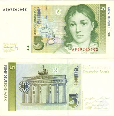Лот №419,  ФРГ (Федеративная Республика Германия). 5 марок 1991 года.