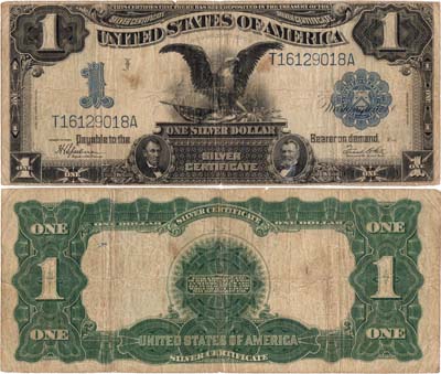 Лот №431,  США. Казначейство Соединённых штатов. 1 доллар 1899 года. Голубая печать. Президенты Авраам Линкольн и Улисс Грант.