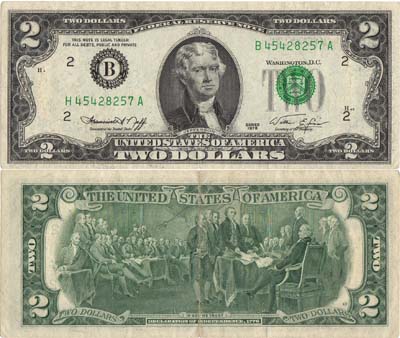 Лот №432,  США. 2 доллара 1976 года. Нью-Йорк (В).