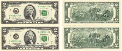 Лот №435,  США. Лот из 2 банкнот по 2 доллара 2003 года (А).