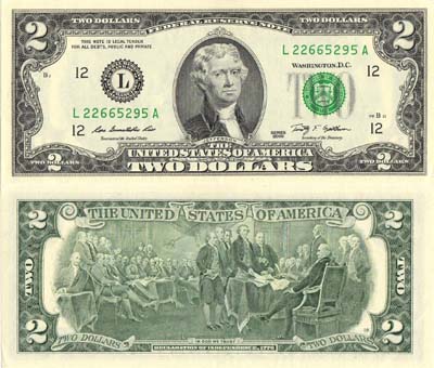 Лот №436,  США. 2 доллара 2009 года. Калифорния. (L).