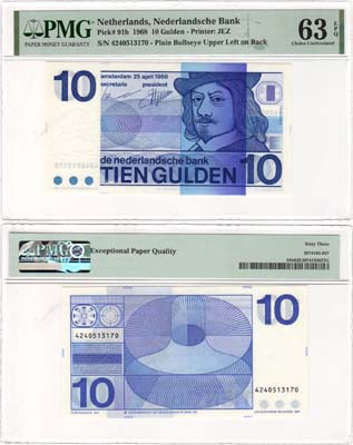 Лот №448,  Нидерланды. Королевство. 10 гульденов 1968 года. В слабе PMG 63 EPQ Choice Uncirculated.