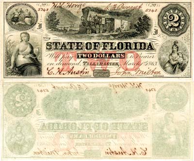 Лот №456,  США. Штат Флорида. Таллахасси. 2 доллара 1863 года.