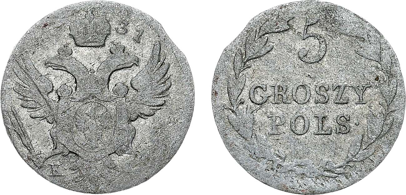 Лот №1066, 5 грошей 1830 года. KG.