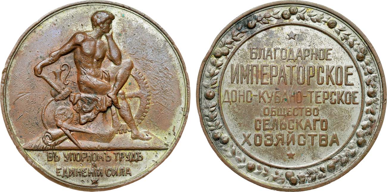 Лот №1423, Медаль Императорское Доно-Кубано-Терское общество сельского хозяйства.