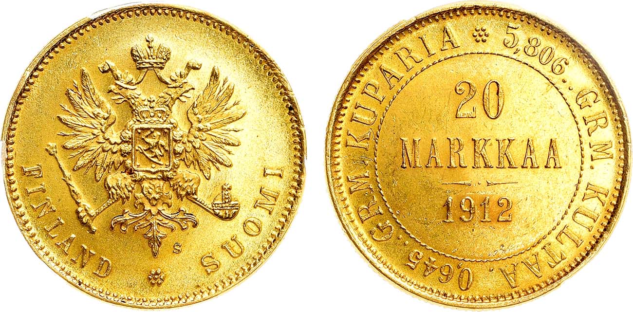 Лот №1438, 20 марок 1912 года. S. В слабе ННР MS 62.