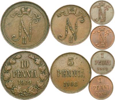 Лот №1510, Сборный лот из 4 монет 1908-1912 гг.