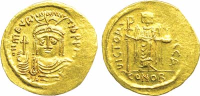 Лот №107,  Византийская империя. Император Маврикий Тиберий. Солид 583-602 гг.