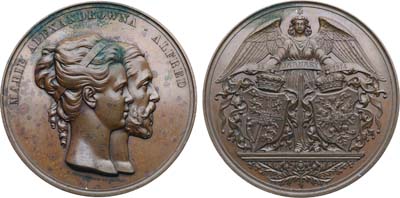 Лот №1264, Медаль 1874 года. В память свадьбы герцога Эдинбургского и Великой Княгини Марии Александровны.