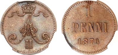 Лот №1267, 1 пенни 1876 года. В слабе CPRC MS 64 BN.