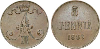 Лот №1337, 5 пенни 1889 года.