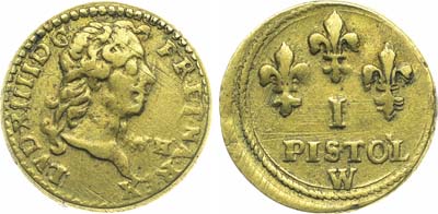 Лот №209,  Великобритания. Экзагий в весе 1 пистоля Франция Людовик XIV (1643-1715 гг).