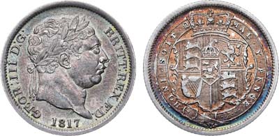 Лот №216,  Великобритания. Король Георг III. 1 шиллинг 1817 года.