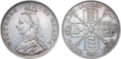 Лот №222,  Великобритания. Королева Виктория. 2 флорина 1887 года.