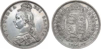 Лот №223,  Великобритания. Королева Виктория. 1/2 кроны 1887 года.