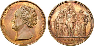 Лот №233,  Германия. Королевство Пруссия. Медаль 1826 года. В память 75-летия Иоганна Вольфганга фон Гёте.