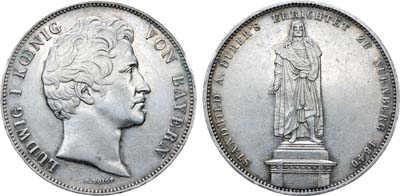 Лот №236,  Германия. Королевство Бавария. Король Людвиг I. 2 талера (двойной) 1840 года. Памятник Дюреру.