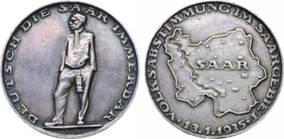 Лот №288,  Германия. Третий рейх. Медаль 1935 года. В память присоединения Саара к Германии.