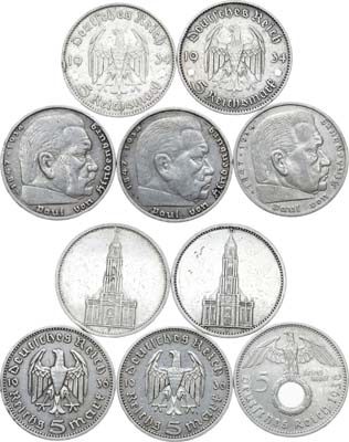 Лот №290,  Германия. Третий рейх. Сборный лот из 5 монет 1934-1936 гг.
