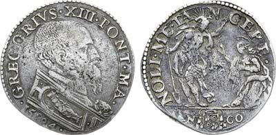 Лот №316,  Италия. Папское государство. Папа Григорий XIII. Тестон 1584 года.