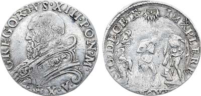 Лот №319,  Италия. Папское государство. Папа Григорий XIII. Тестон 1581-1584 гг.