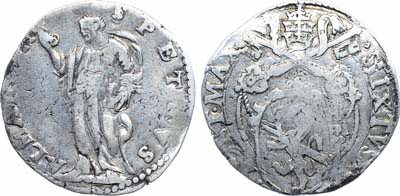Лот №320,  Италия. Папское государство. Папа Сикст V. Тестон 1587-1588 гг.