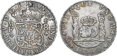 Лот №364,  Мексика. Колония. Король Филипп V Испанский. 8 реалов 1739 года (MF).