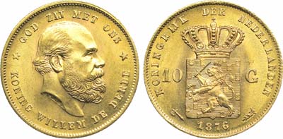 Лот №378,  Нидерланды. Королевство. Король Виллем III. 10 гульденов 1876 года.
