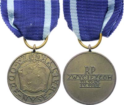 Лот №418,  Польша. Медаль 1945 года. За Одру, Нису и Балтику.